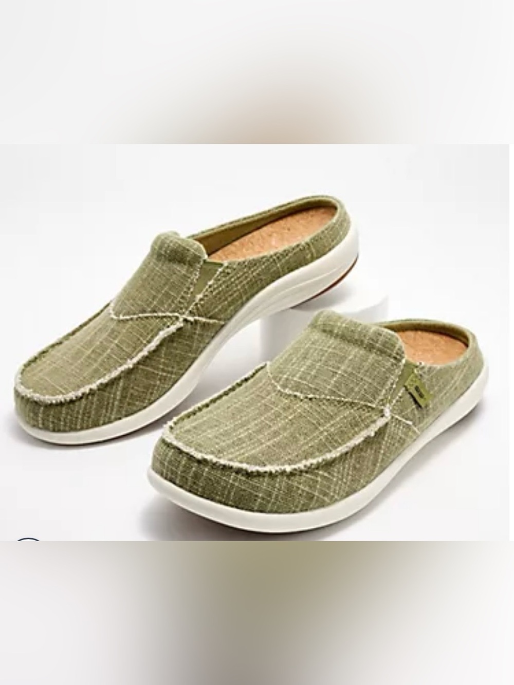 NIB Never worn, Revitalign Siesta Olive Grn Canvas Mules 9.5W